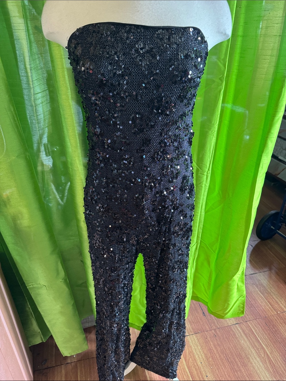 Strapless Black Sequin Jumpsuit